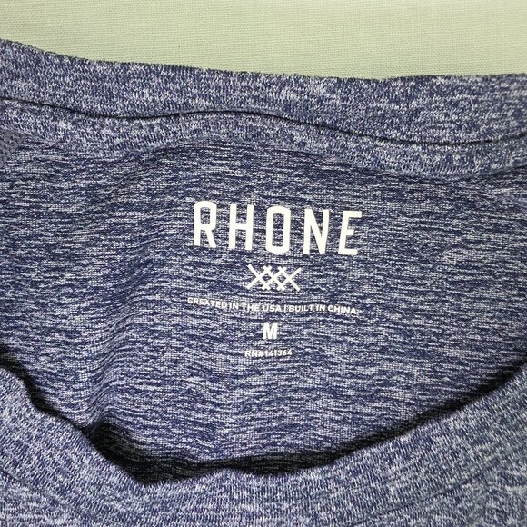 Rhone T-shirt Mens Medium Blue Heathered Tee Gym Workout Active Athletic Solid - Picture 2 of 5
